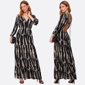 ba&sh Cream and Black Maxi Dress with Elegant Design